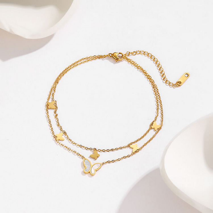 White Shell Butterfly Anklet